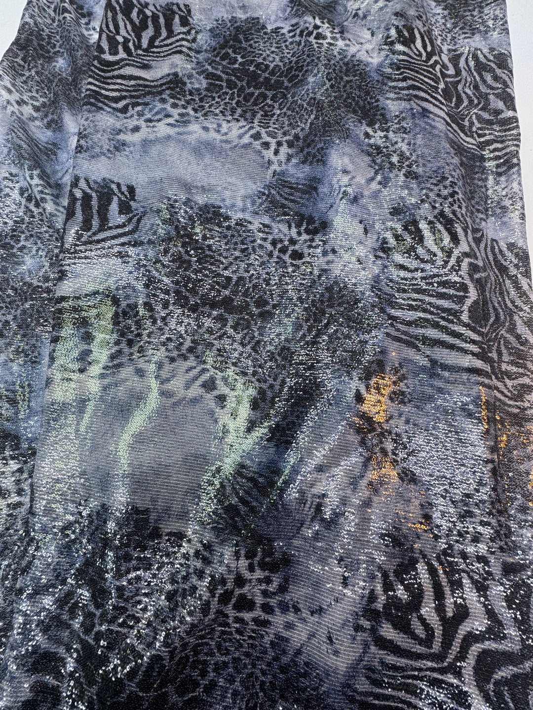 Monochrome Animal Print Sequin Fabric