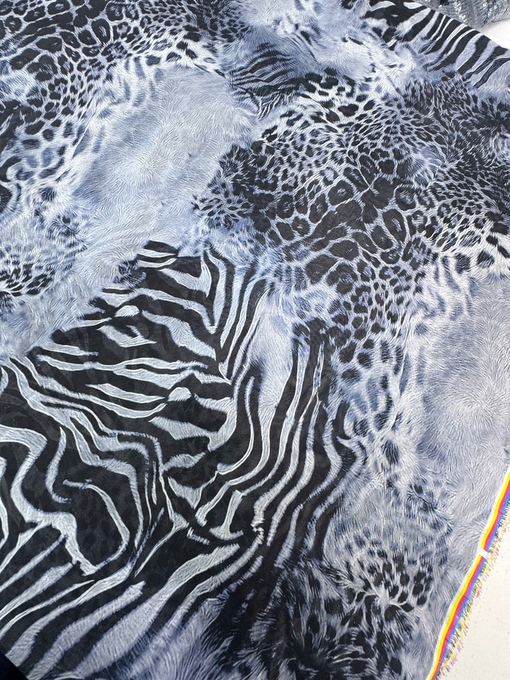 Black & Silver Animal Print Chiffon