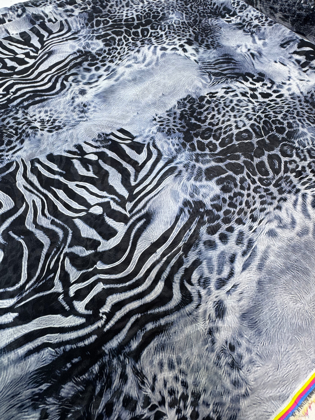 Black & Silver Animal Print Chiffon