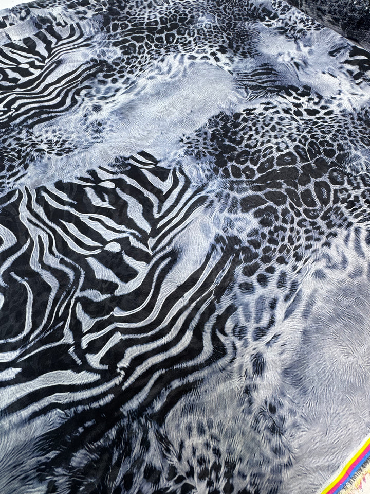 Black & Silver Animal Print Chiffon