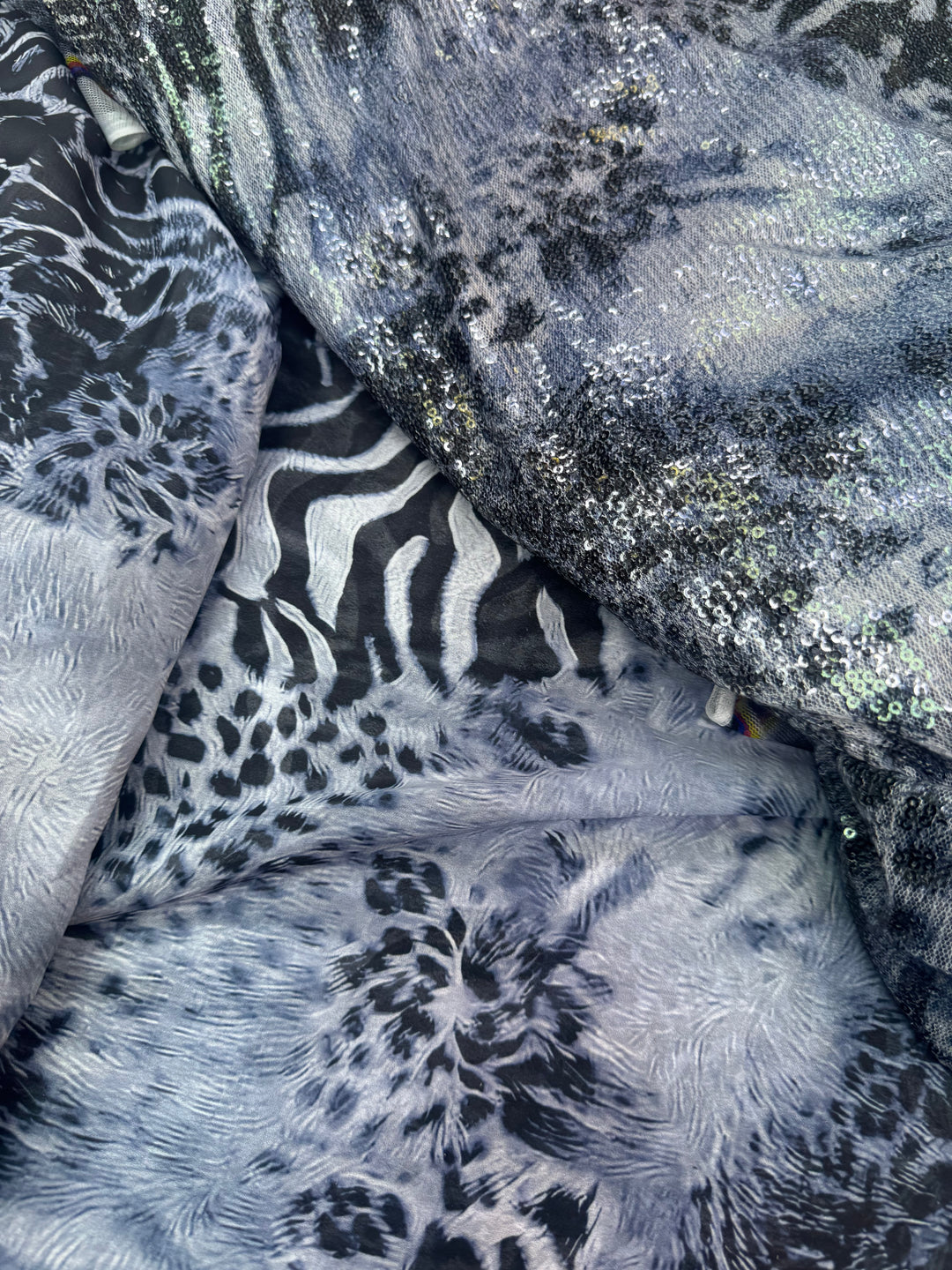 Black & Silver Animal Print Chiffon