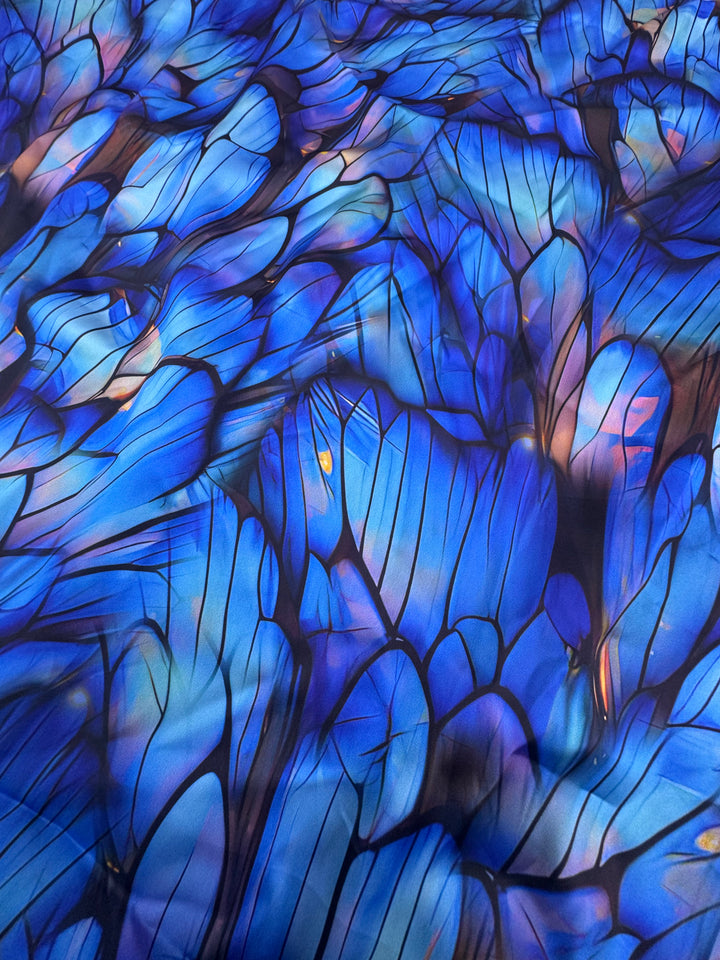 Blue Iridescent Silk Fabric