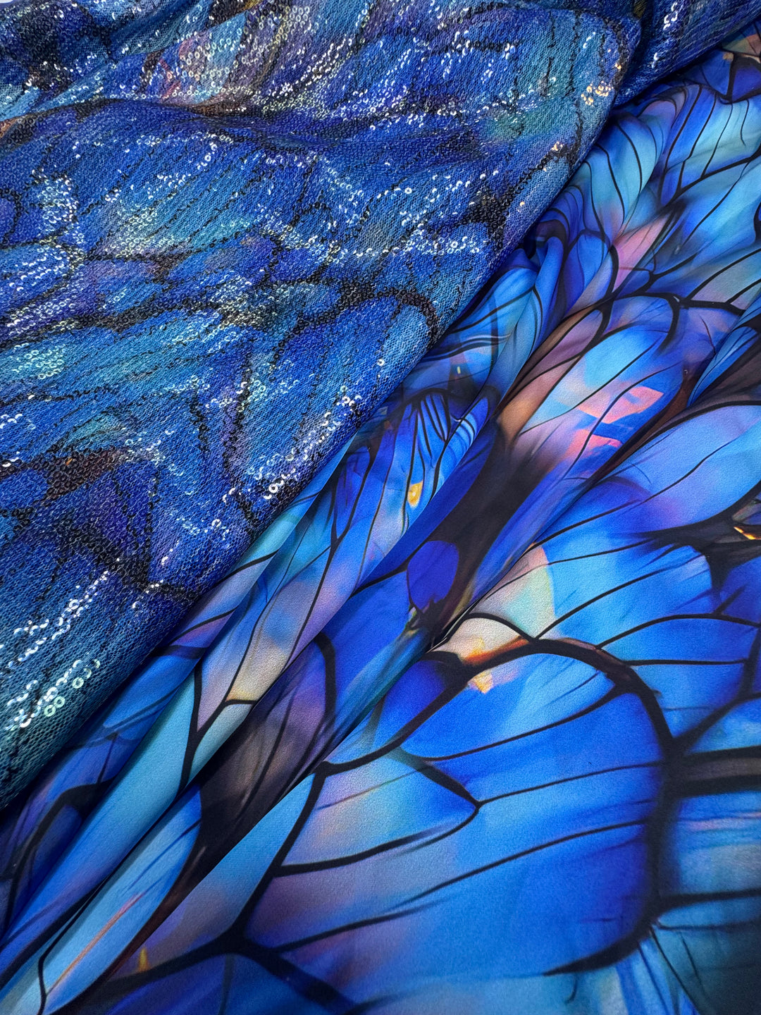 Blue Iridescent Silk Fabric