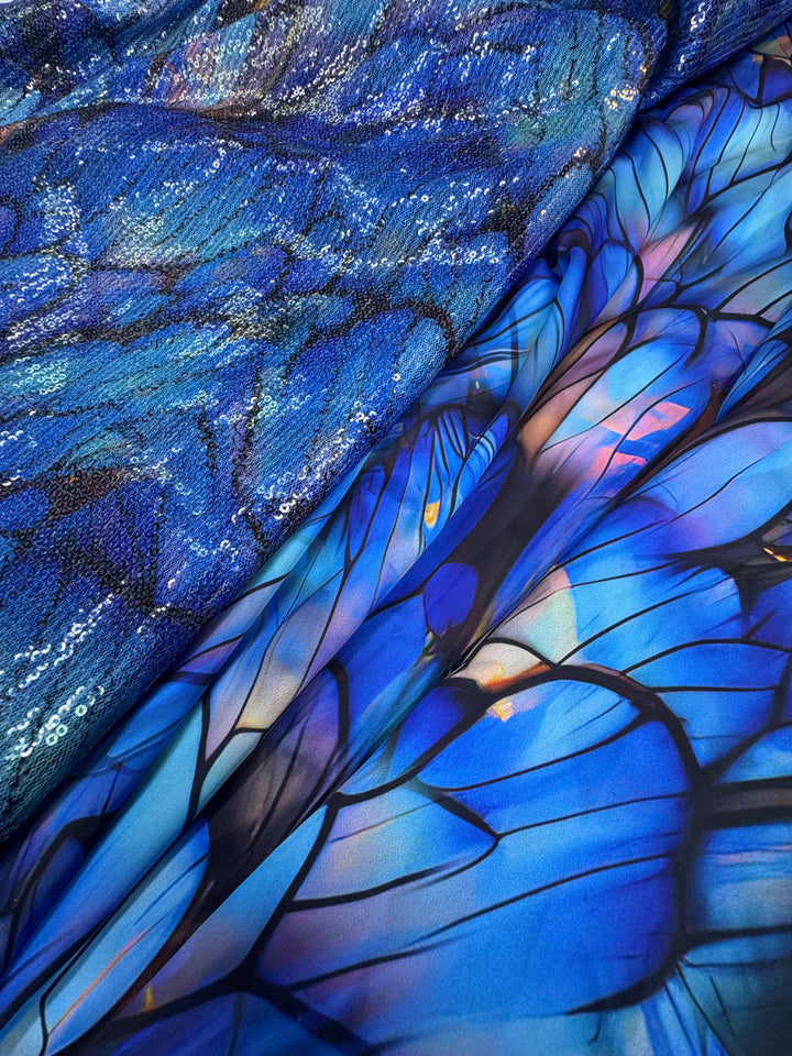 Blue Iridescent Silk Fabric