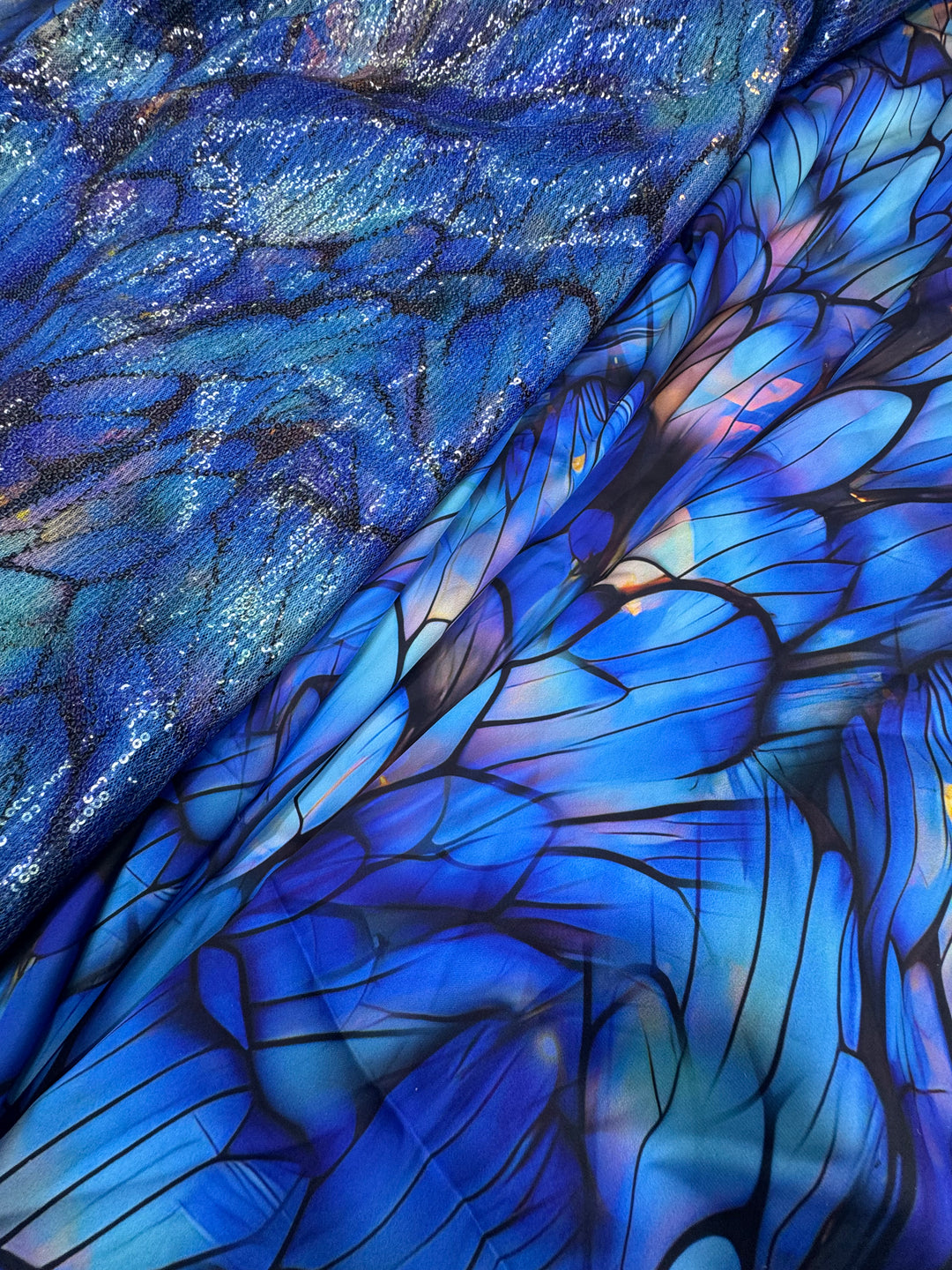 Blue Iridescent Silk Fabric