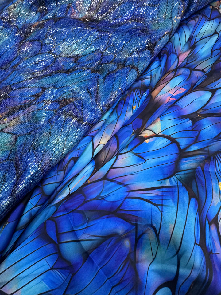 Blue Iridescent Silk Fabric