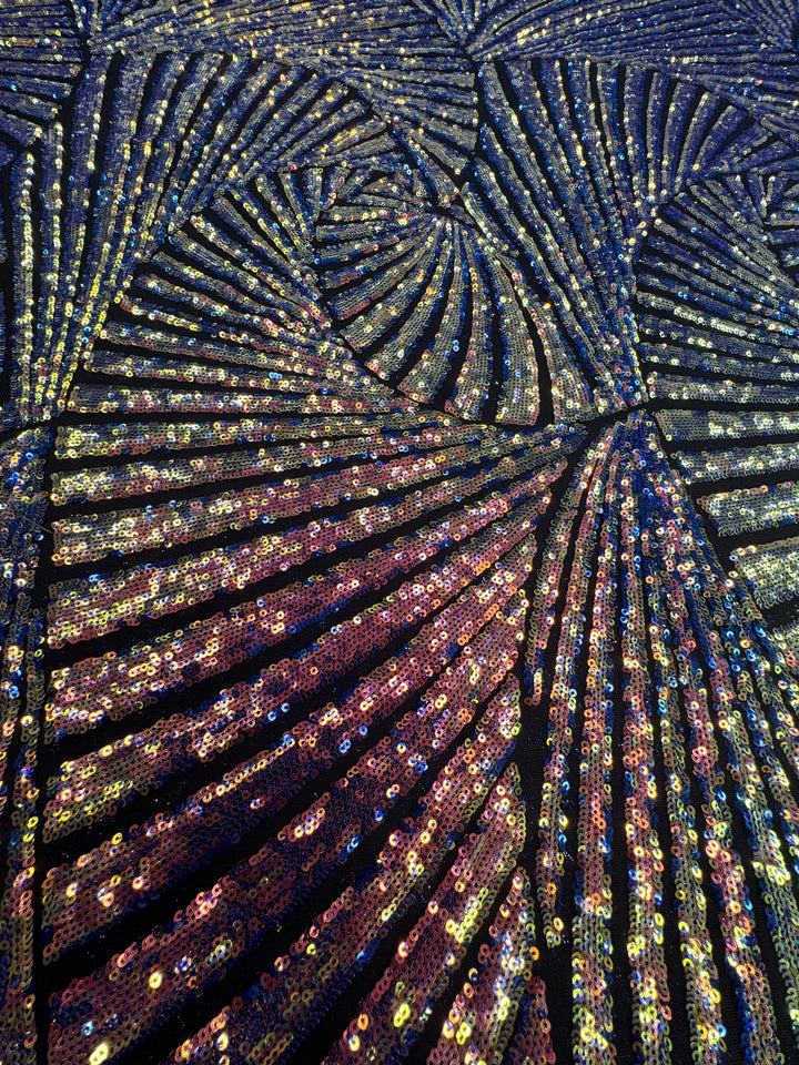 Multicolor Holographic Sequin Fabric on Black Base ( 1 Piece = 3.5 Meter)