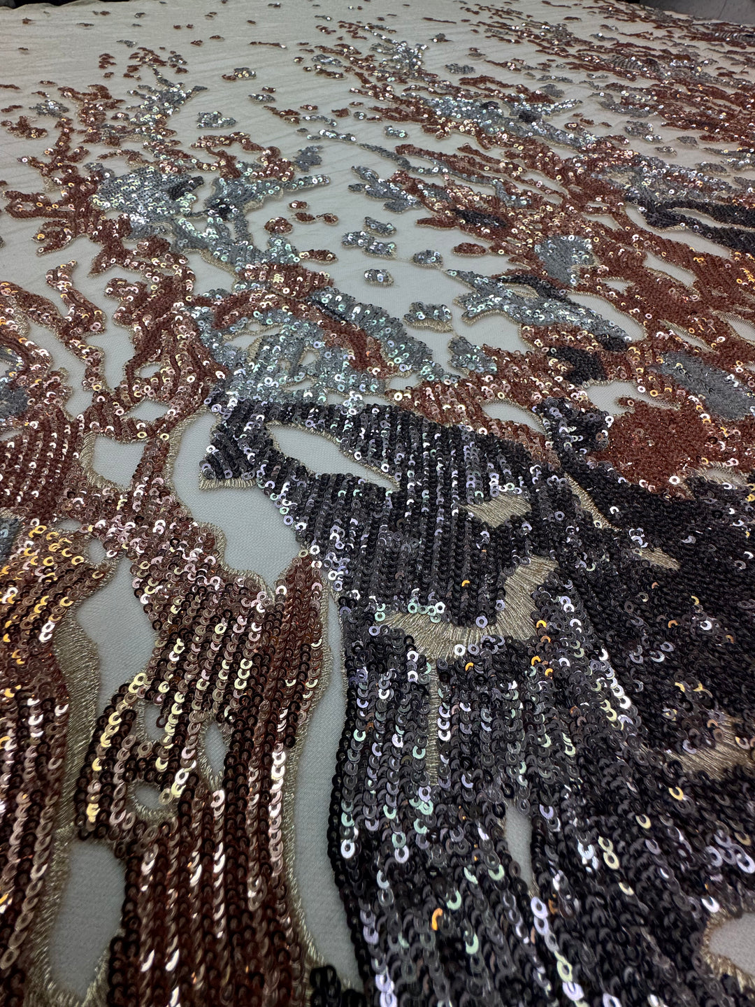 Metallic Bronze, Silver & Brown Gradient Sequin Fabric ( 1 Piece = 3.5 Meter)
