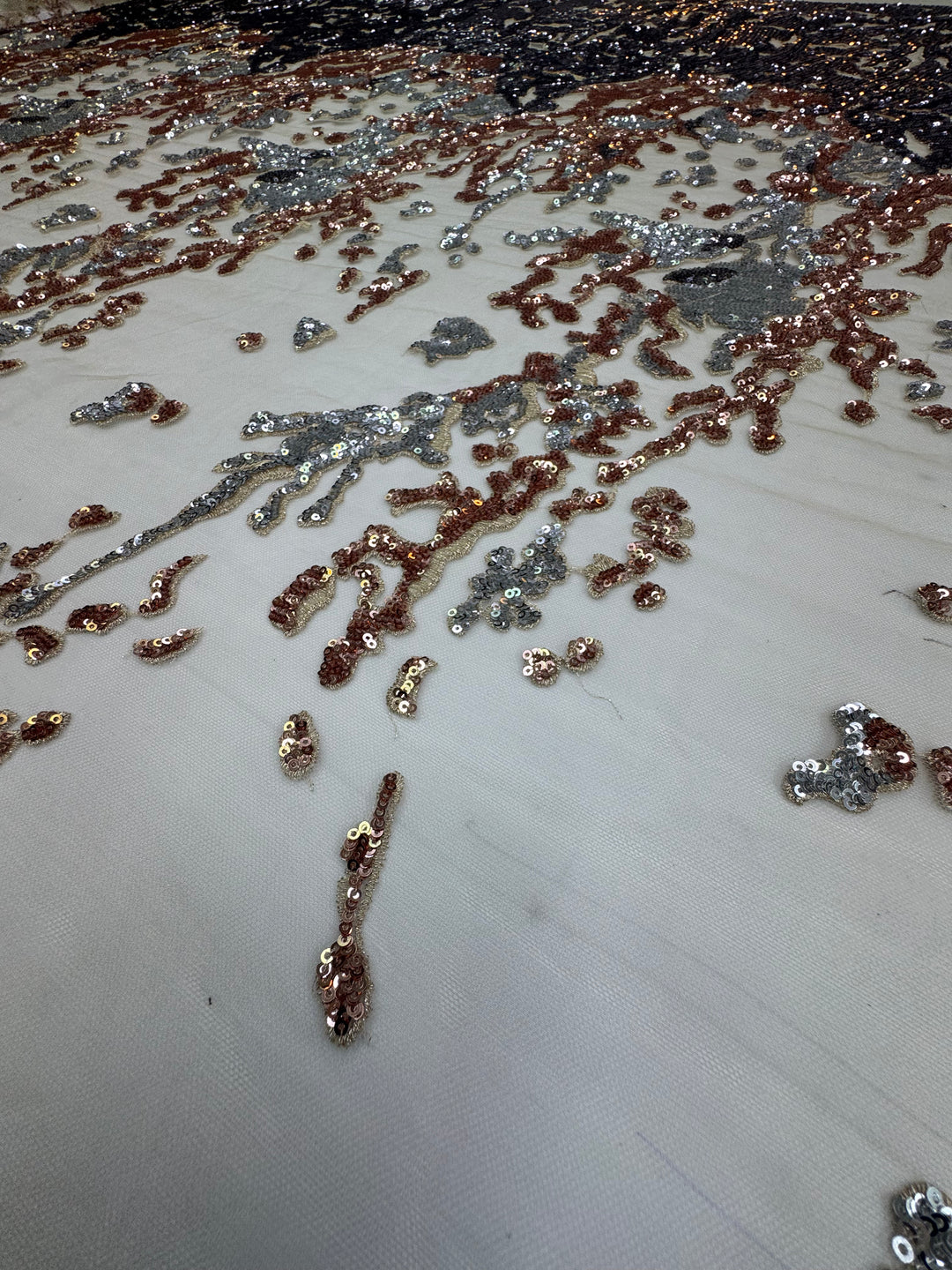 Metallic Bronze, Silver & Brown Gradient Sequin Fabric ( 1 Piece = 3.5 Meter)