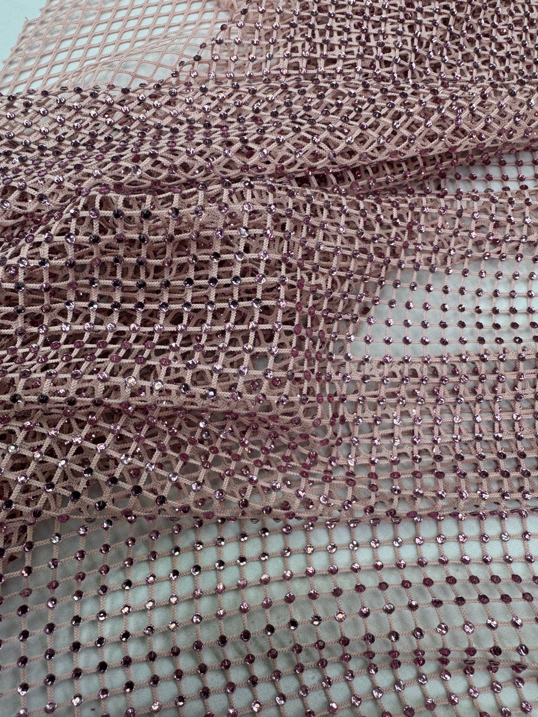 Crystal Fishnet Mesh in Blush Pink ( 1 Piece = 3.5 Meter)