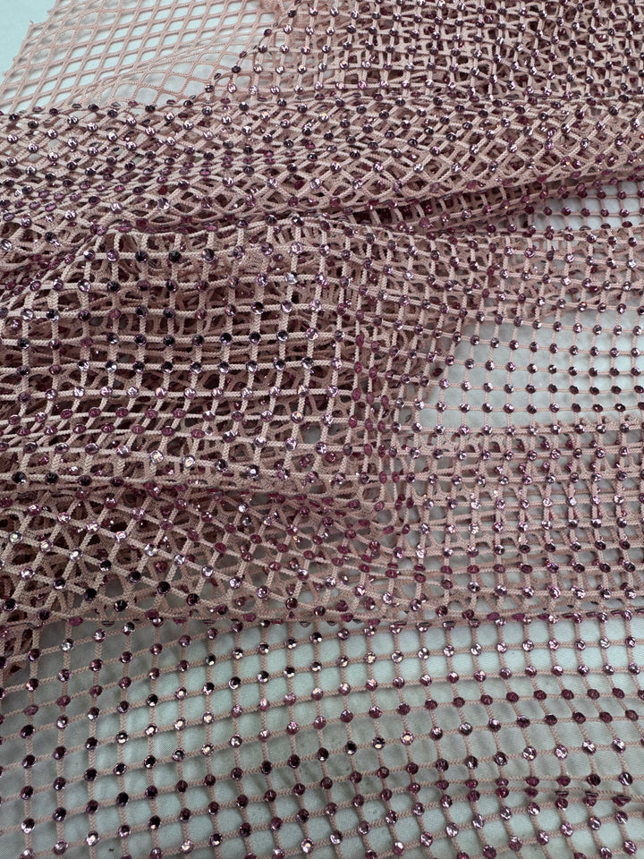 Crystal Fishnet Mesh in Blush Pink ( 1 Piece = 3.5 Meter)