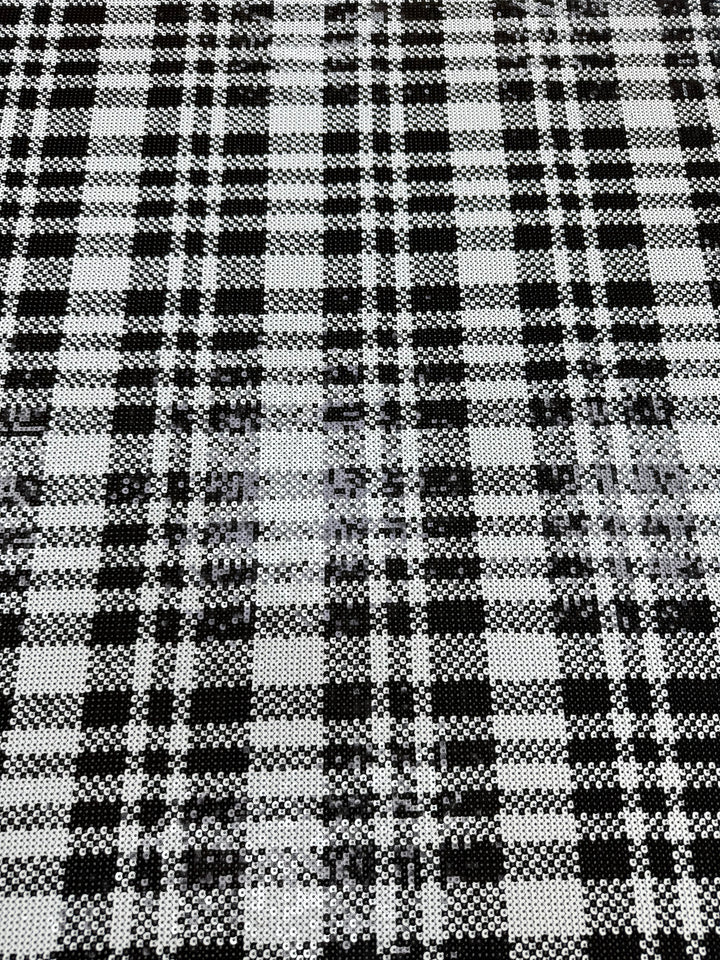 Italian Black and White Dual-Tone Sequin Fabric for Haute Couture (1 Piece = 3 Meter)