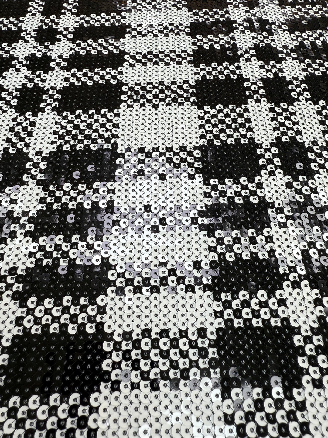 Italian Black and White Dual-Tone Sequin Fabric for Haute Couture (1 Piece = 3 Meter)