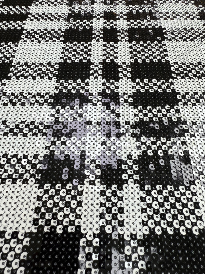 Italian Black and White Dual-Tone Sequin Fabric for Haute Couture (1 Piece = 3 Meter)