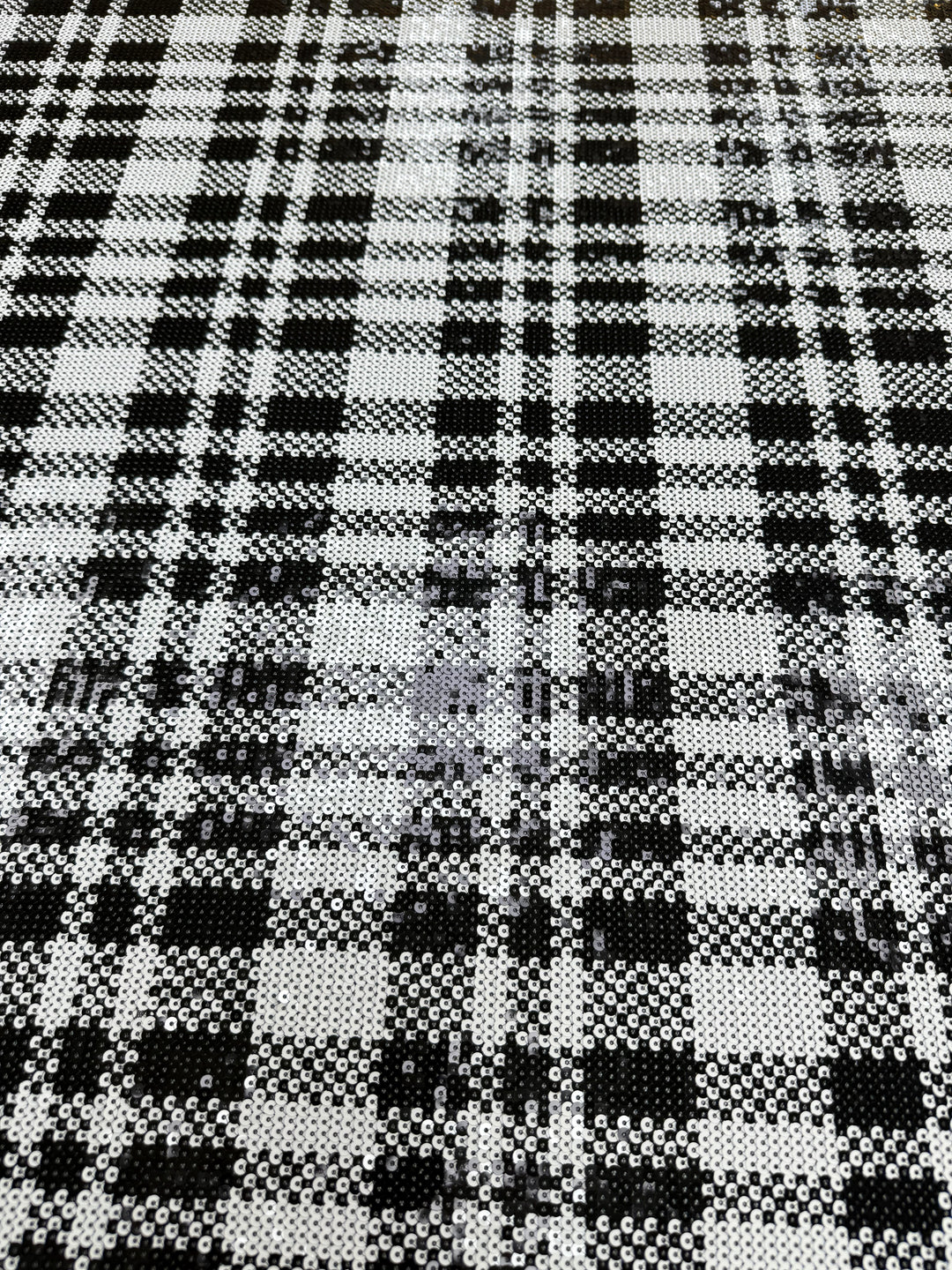 Italian Black and White Dual-Tone Sequin Fabric for Haute Couture (1 Piece = 3 Meter)
