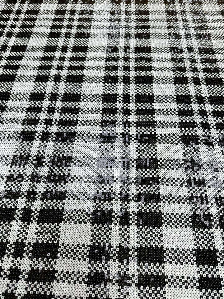 Italian Black and White Dual-Tone Sequin Fabric for Haute Couture (1 Piece = 3 Meter)