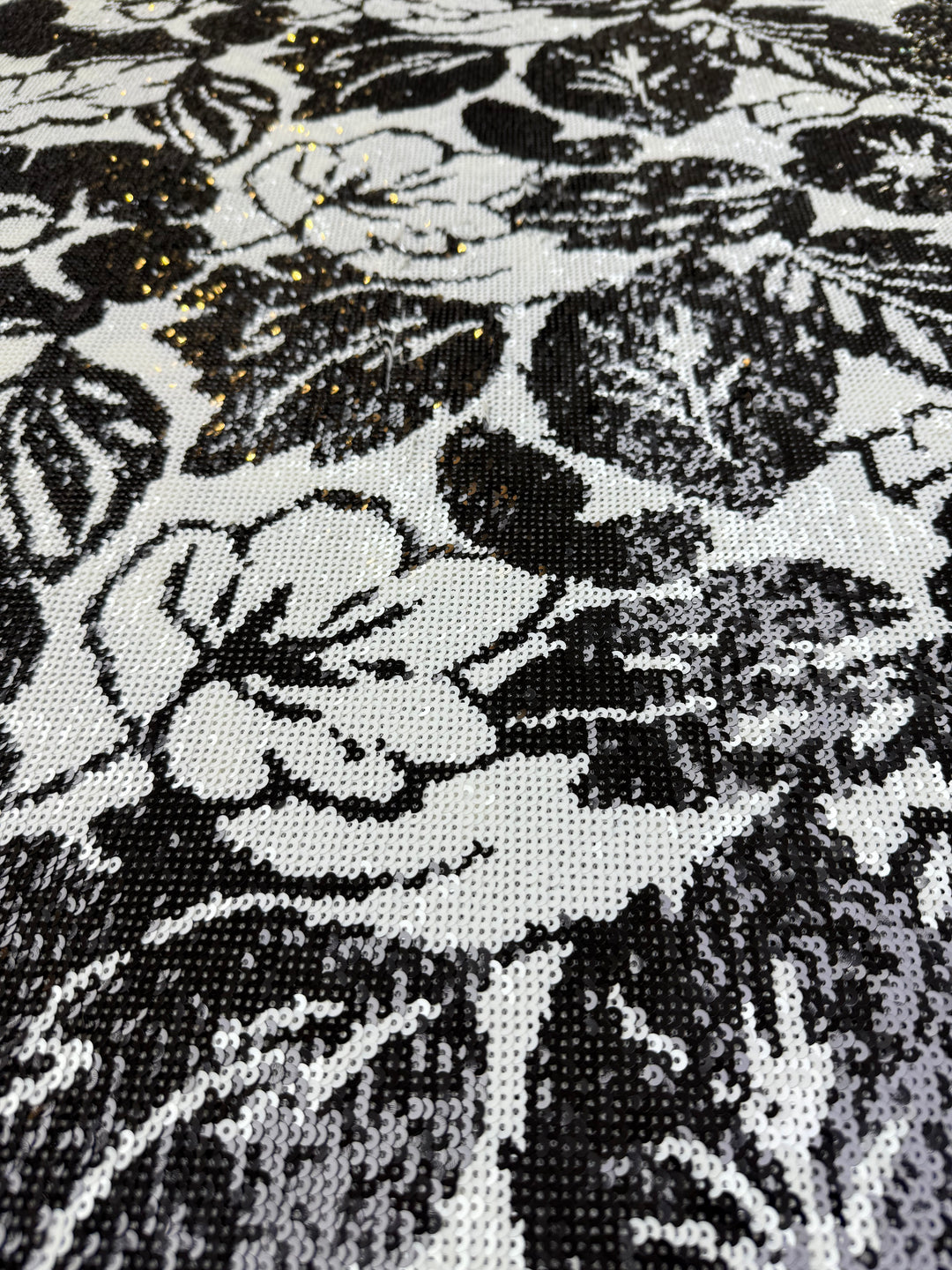 Italian Black & White High-Density Sequin Embroidered Tulle – Couture Grade Fabric (1 Piece = 3 Meter)