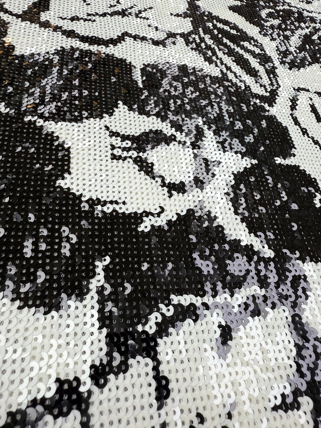 Italian Black & White High-Density Sequin Embroidered Tulle – Couture Grade Fabric (1 Piece = 3 Meter)