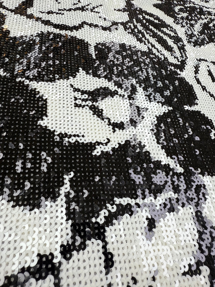Italian Black & White High-Density Sequin Embroidered Tulle – Couture Grade Fabric (1 Piece = 3 Meter)