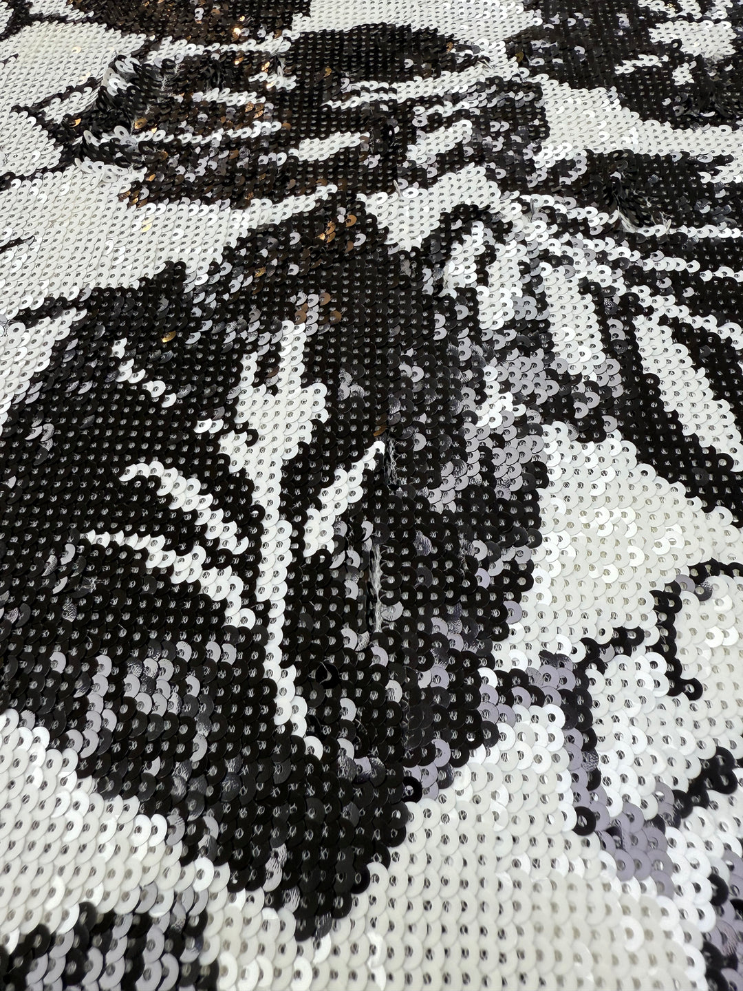 Italian Black & White High-Density Sequin Embroidered Tulle – Couture Grade Fabric (1 Piece = 3 Meter)