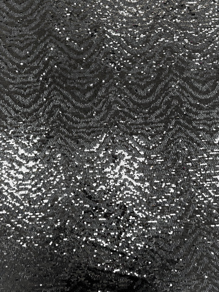Black Designer Sequin Tulle Fabric (1 Piece = 3.5 Meter)