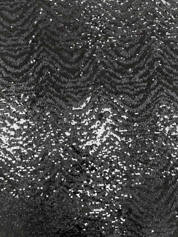 Black Designer Sequin Tulle Fabric (1 Piece = 3.5 Meter)