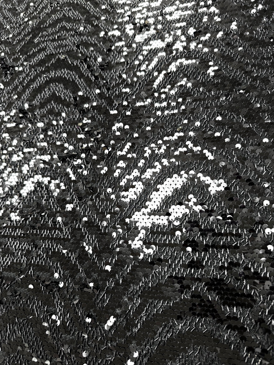 Black Designer Sequin Tulle Fabric (1 Piece = 3.5 Meter)