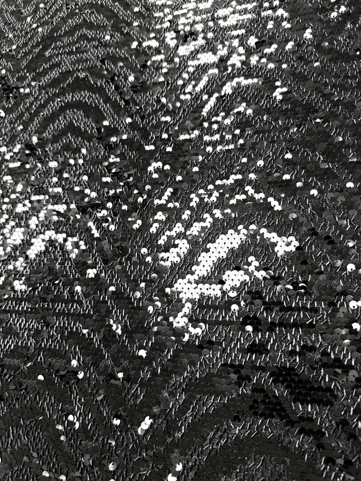 Black Designer Sequin Tulle Fabric (1 Piece = 3.5 Meter)
