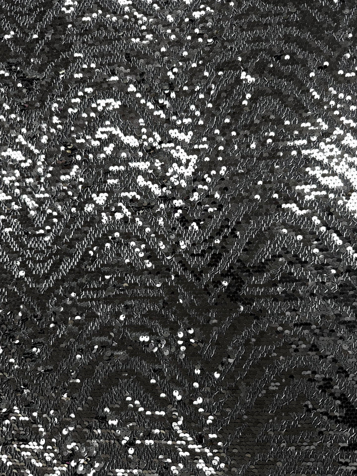 Black Designer Sequin Tulle Fabric (1 Piece = 3.5 Meter)