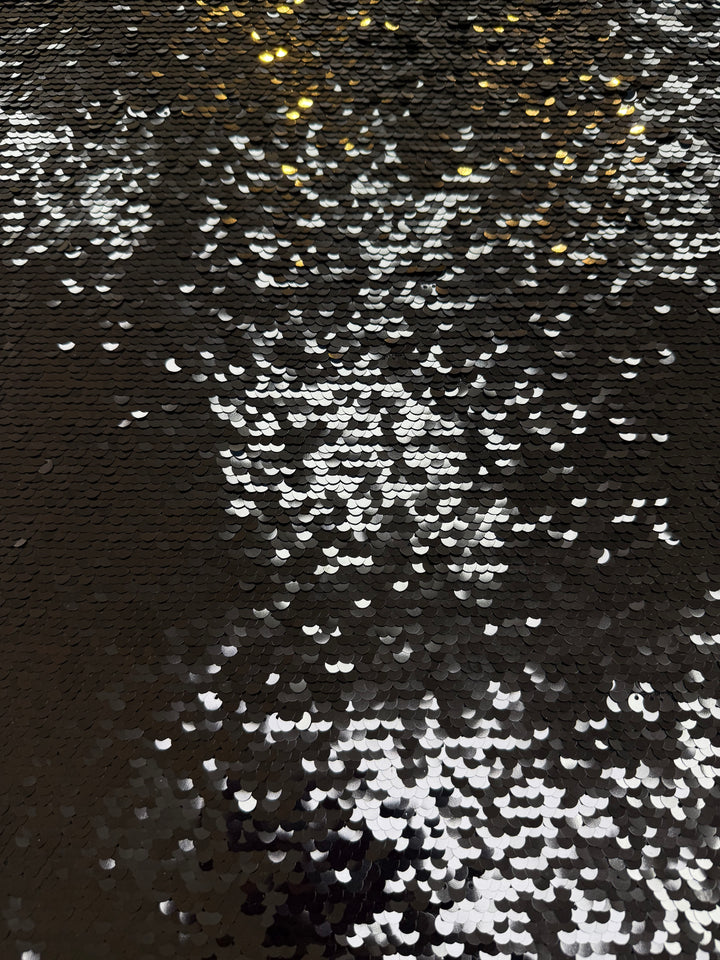 Italian Couture Premium Black Sequin Fabric with Intricate Embroidered Pattern (1 Piece = 3 Meter)