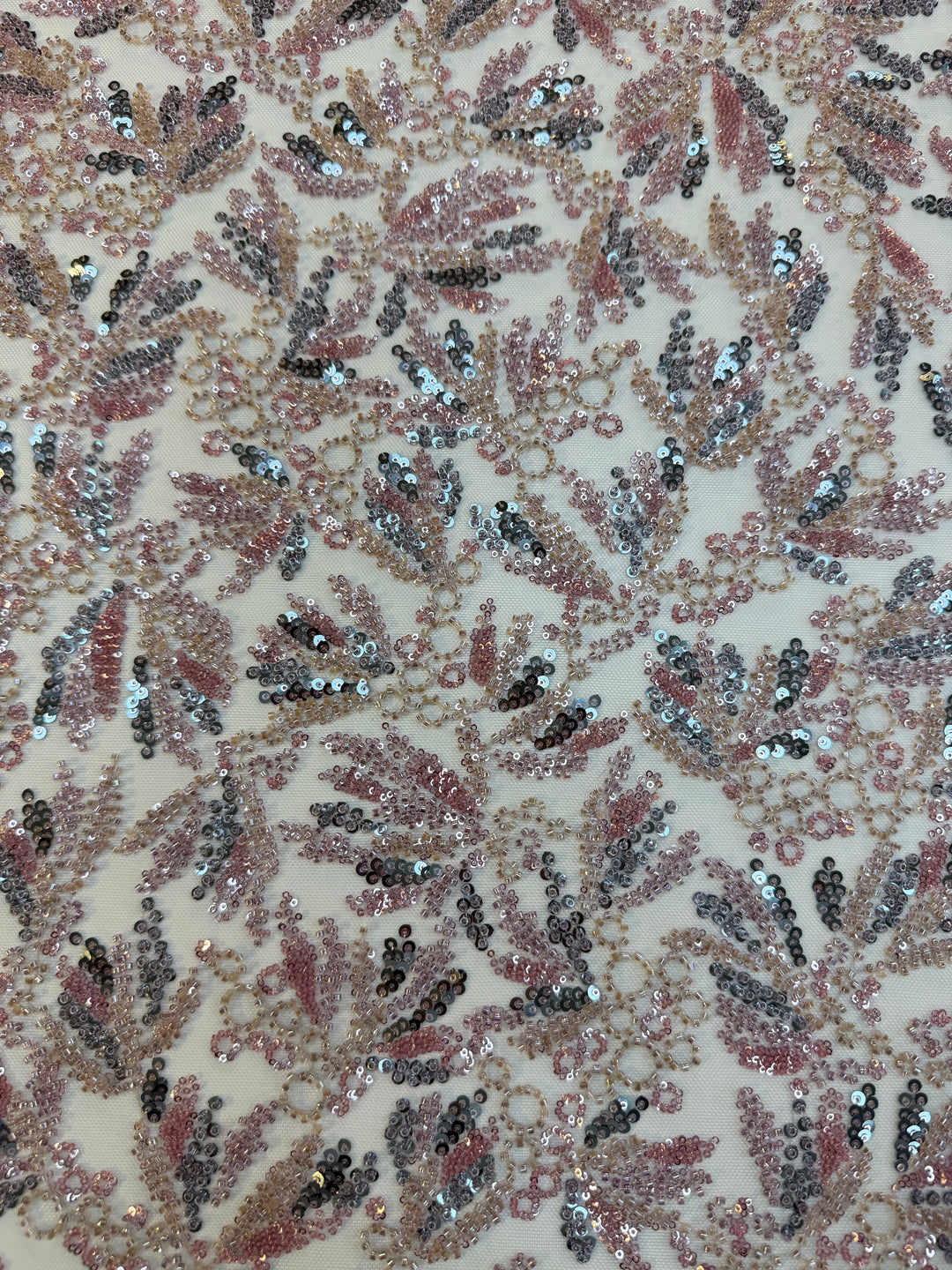 Beaded Tulle Fabric with Multicolored Stones – Couture Radiance