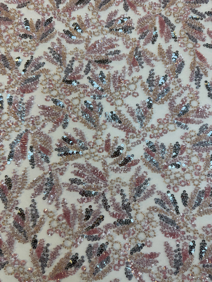 Beaded Tulle Fabric with Multicolored Stones – Couture Radiance