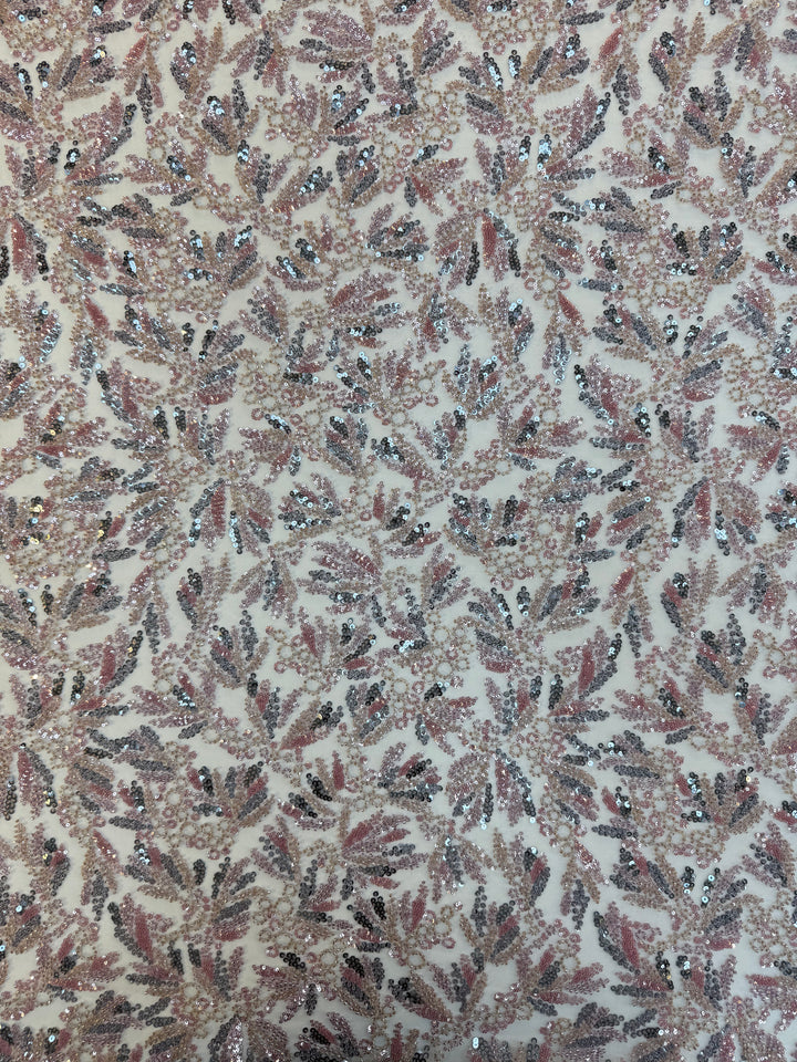 Beaded Tulle Fabric with Multicolored Stones – Couture Radiance