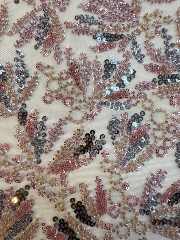 Beaded Tulle Fabric with Multicolored Stones – Couture Radiance