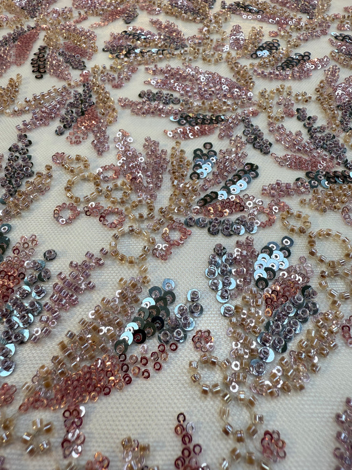 Beaded Tulle Fabric with Multicolored Stones – Couture Radiance