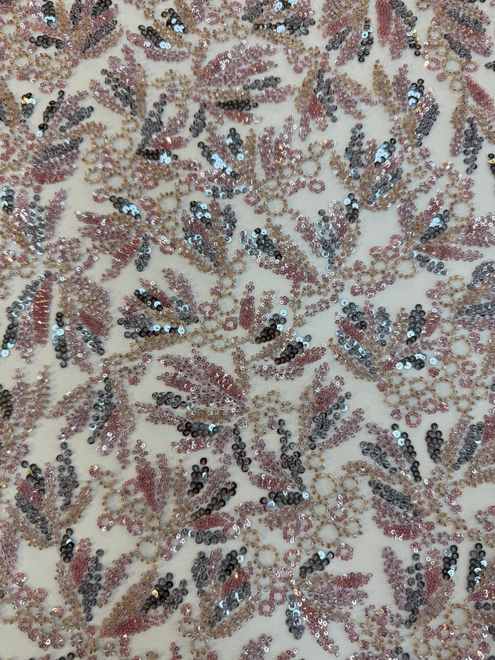 Beaded Tulle Fabric with Multicolored Stones – Couture Radiance