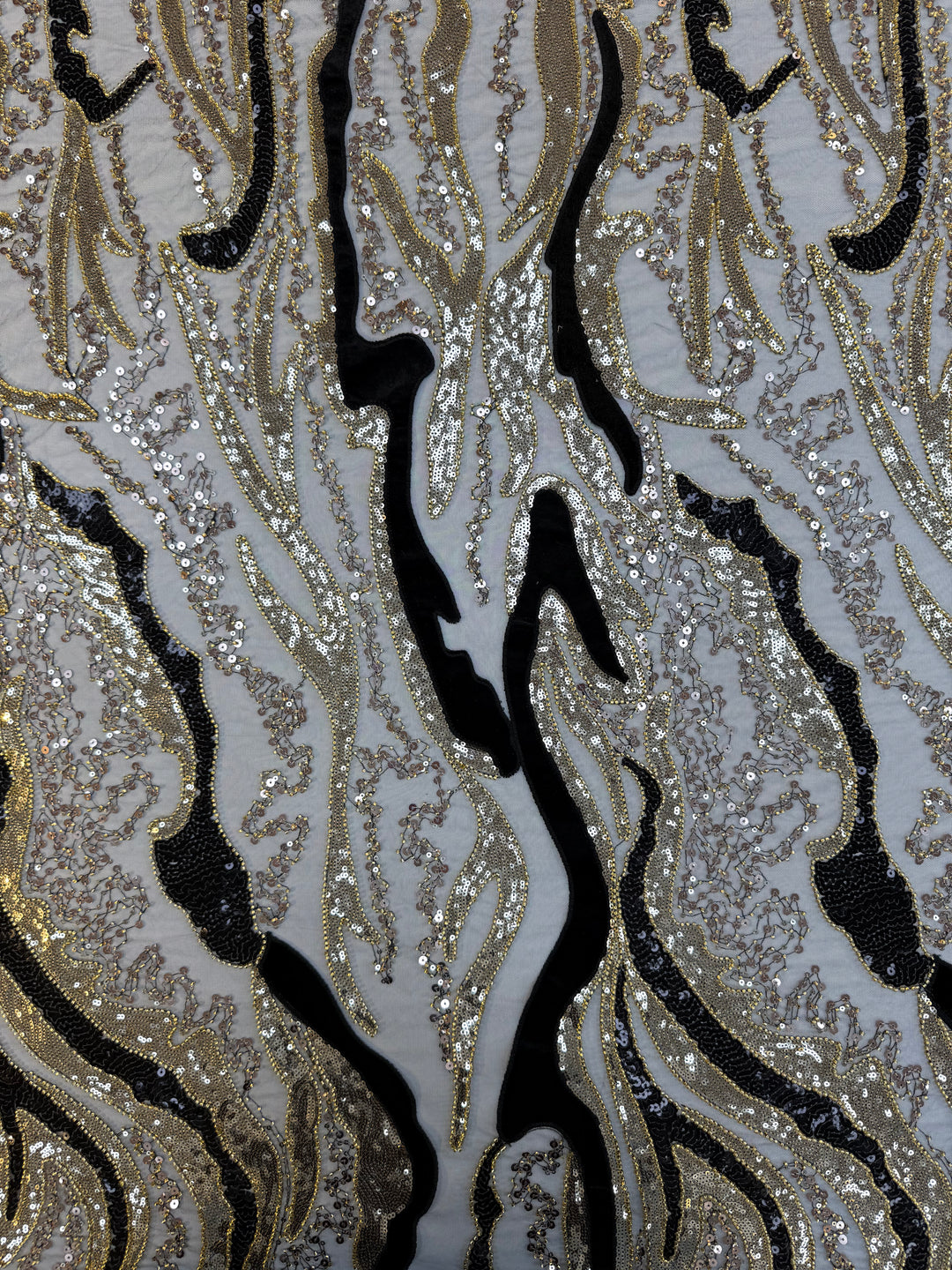 Luxury Beaded Tulle Fabric with Stone, Sequin & Velvet Embroidery – Couture Textile