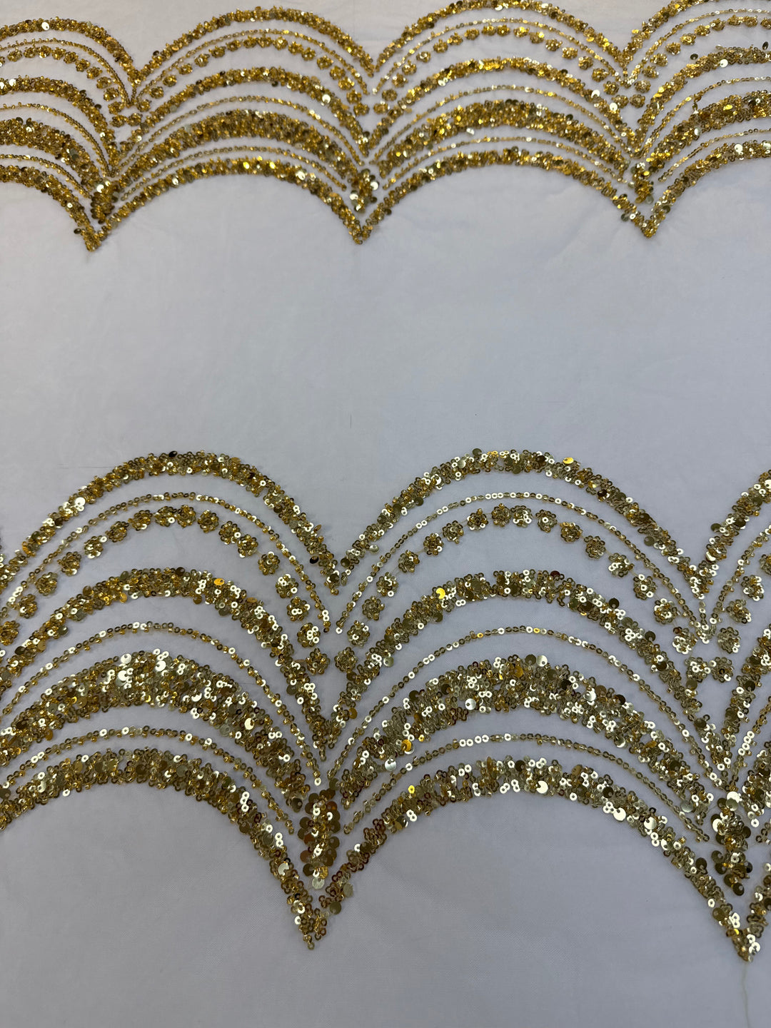 Luxury Gold Scallop Wave Sequin Fabric – Couture Evening & Bridal Wear