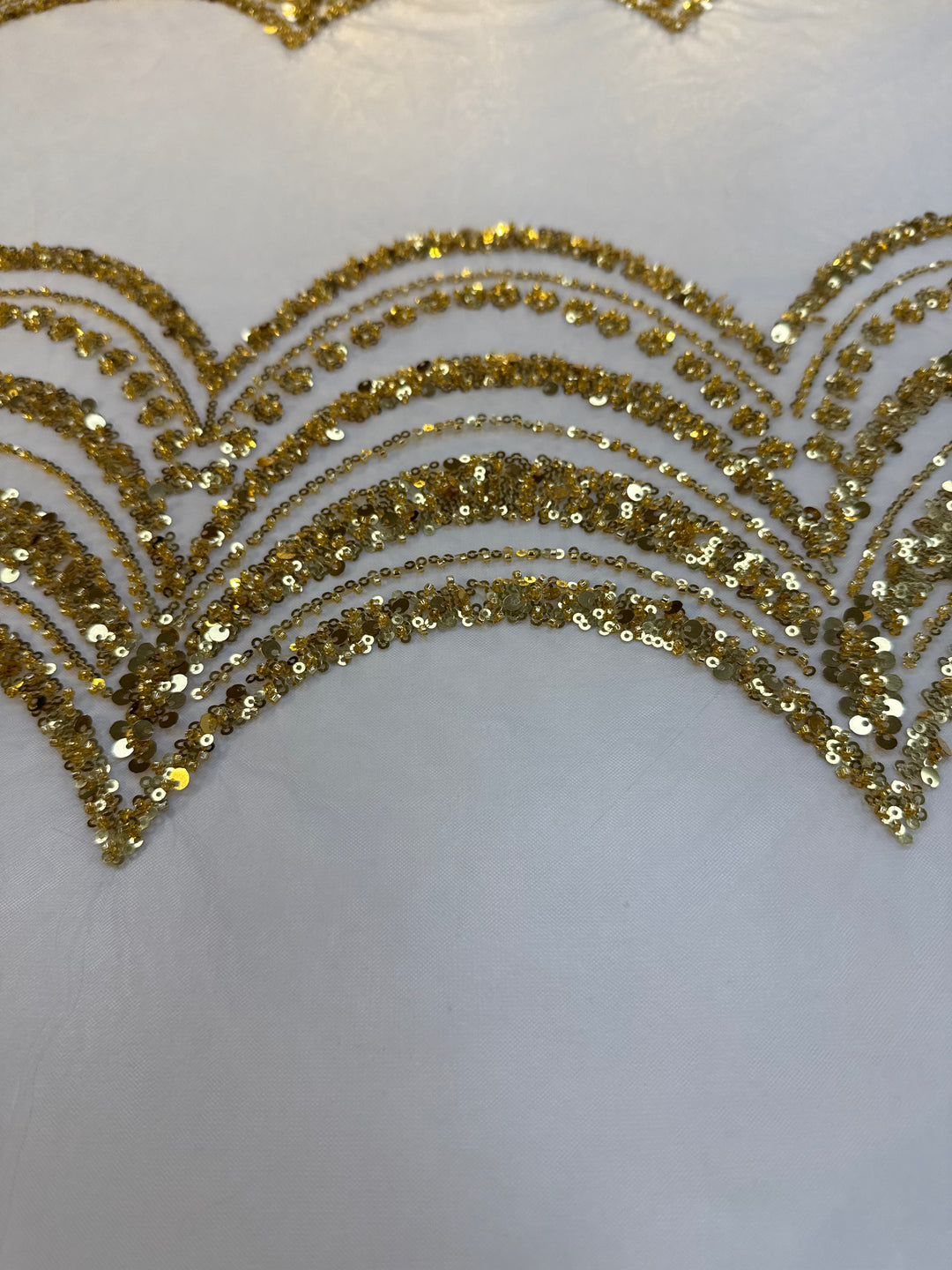 Luxury Gold Scallop Wave Sequin Fabric – Couture Evening & Bridal Wear