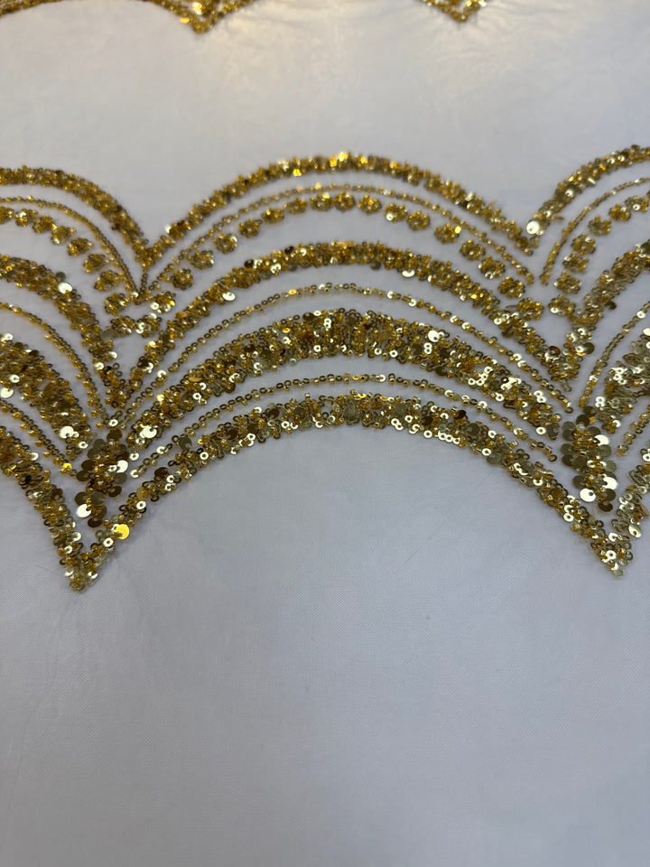 Luxury Gold Scallop Wave Sequin Fabric – Couture Evening & Bridal Wear
