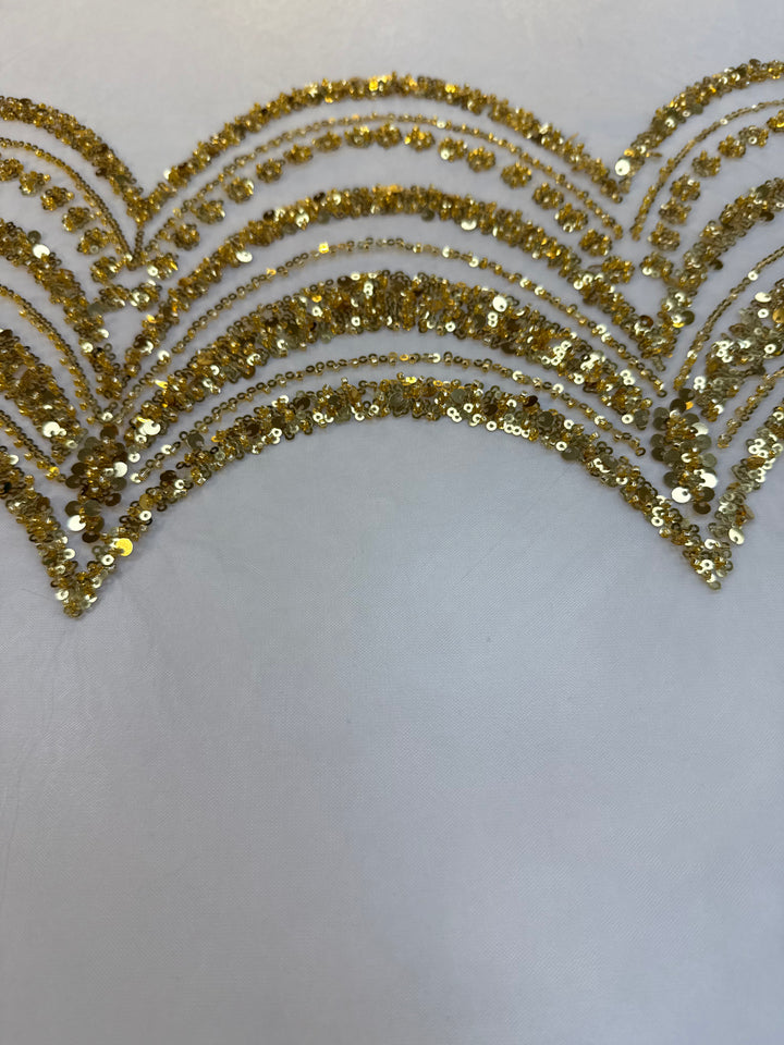 Luxury Gold Scallop Wave Sequin Fabric – Couture Evening & Bridal Wear
