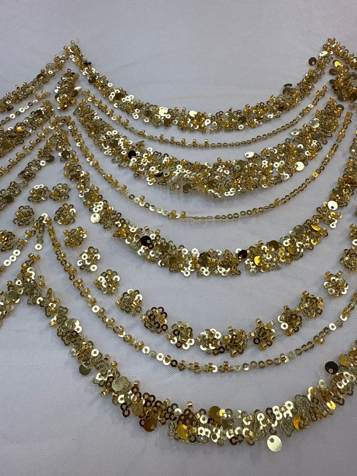 Luxury Gold Scallop Wave Sequin Fabric – Couture Evening & Bridal Wear