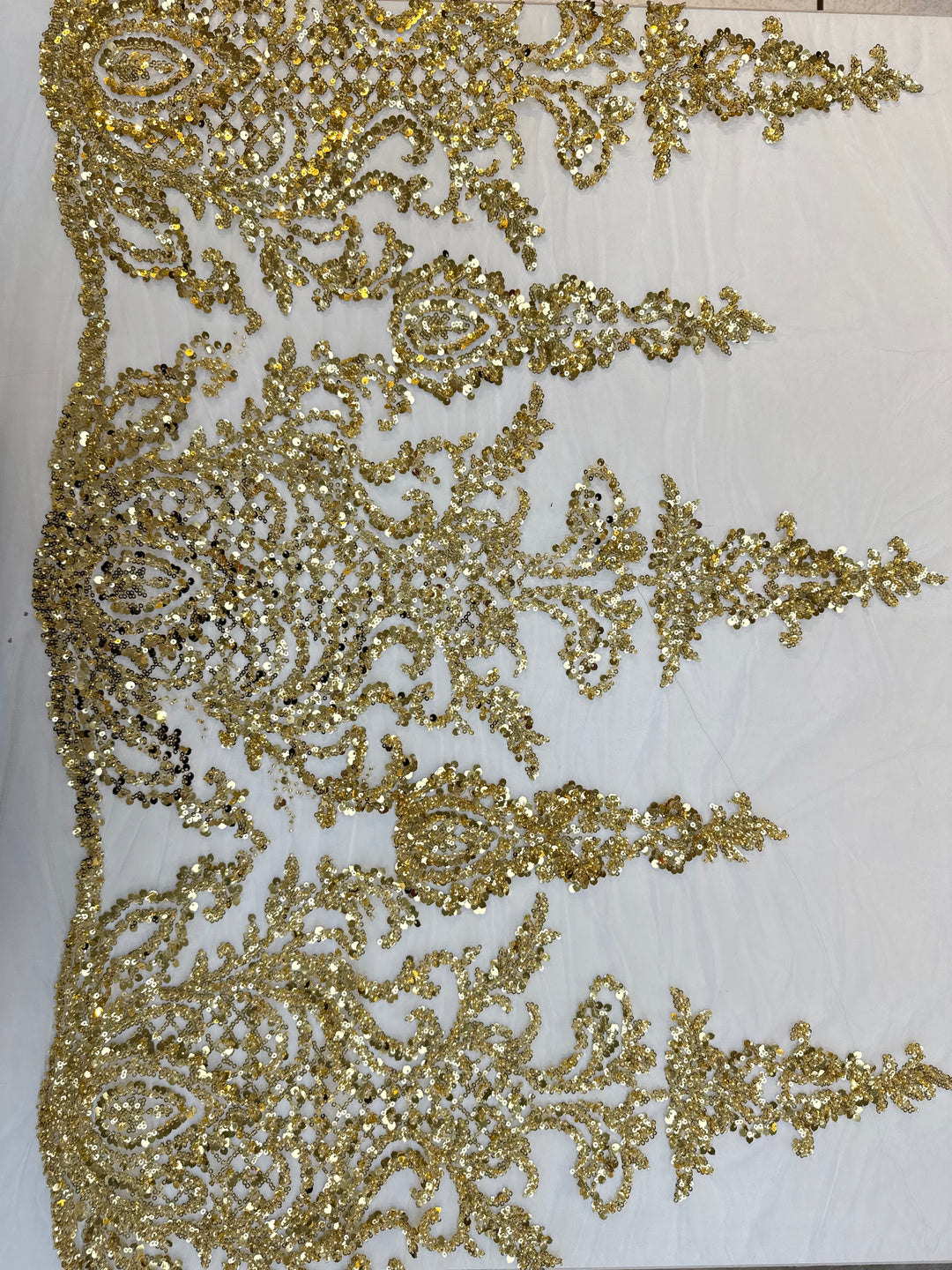 Luxury gold sequin embroidered Lace ( 1 Piece = 5 Meter)