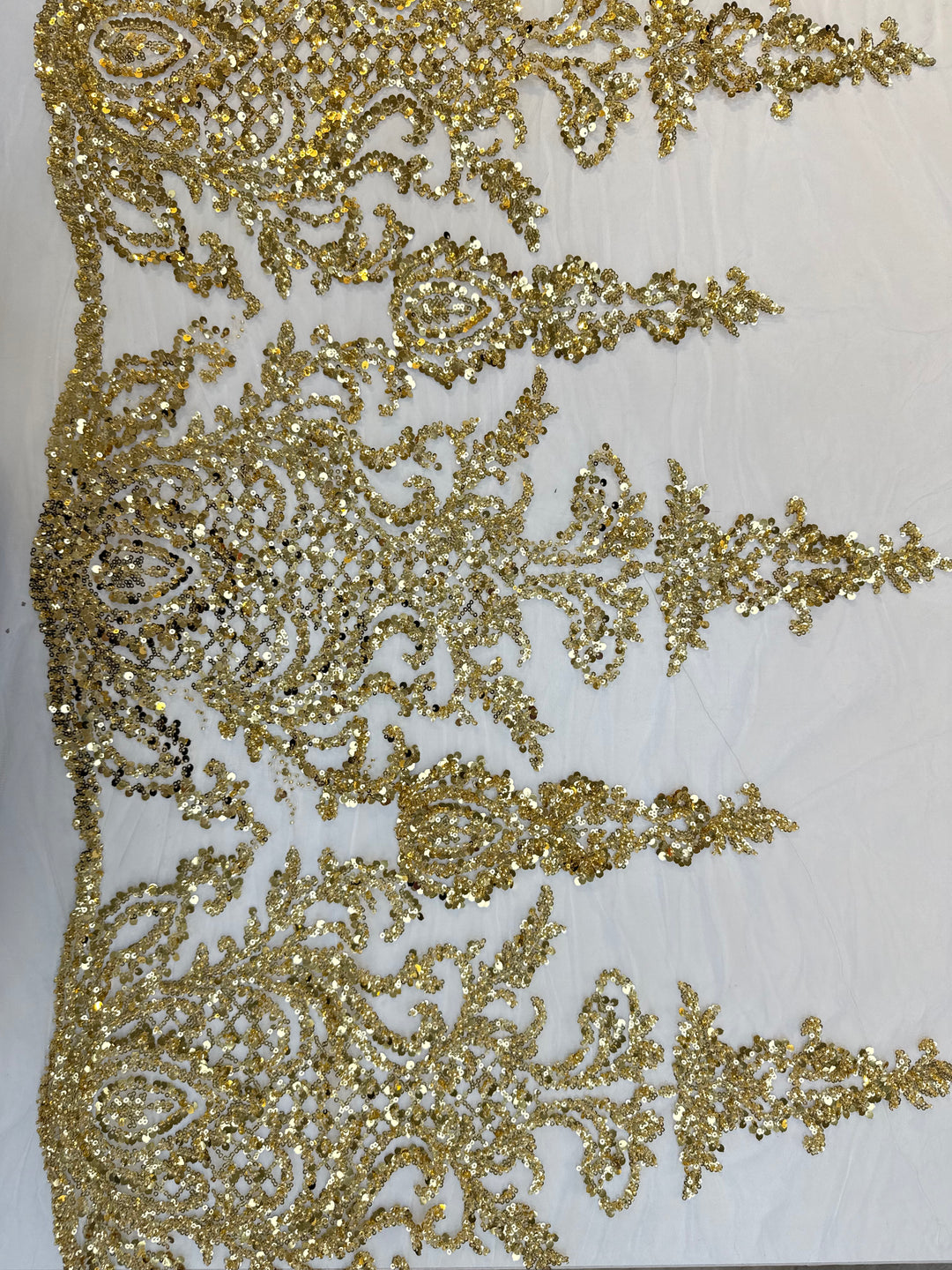 Luxury gold sequin embroidered Lace ( 1 Piece = 5 Meter)