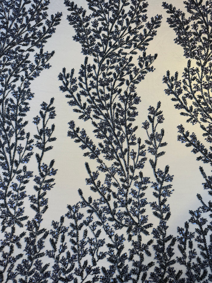 Luxury Navy Beaded Sequin Lace Fabric – Haute Couture Embroidery for Evening Gowns & Dresses ( 1 Piece = 2.5 Meter)