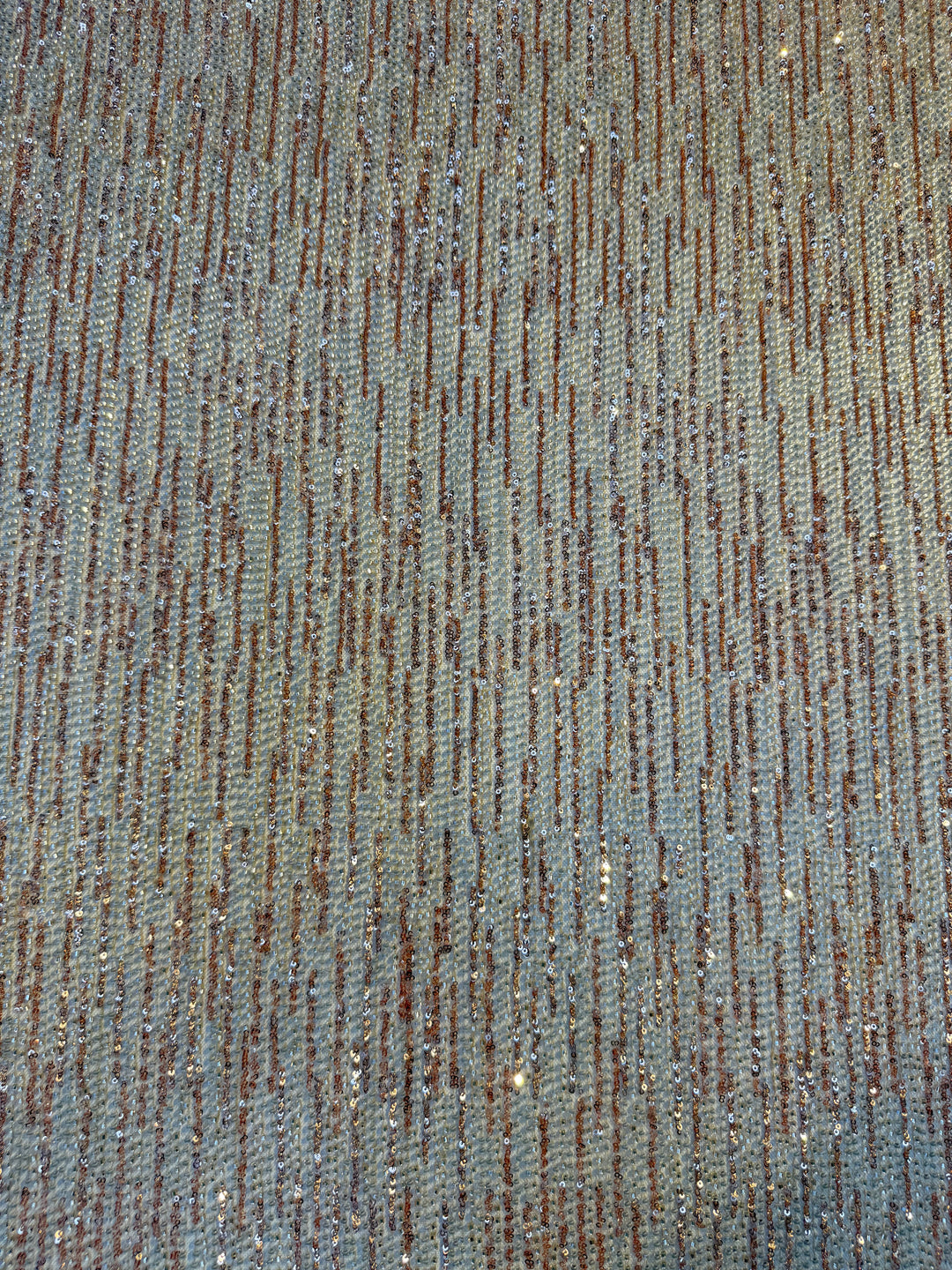 Brown Gold & Champagne Striped Sequin Beaded Fabric – Luxury Haute Couture Mesh (1 Piece = 2 Meter)