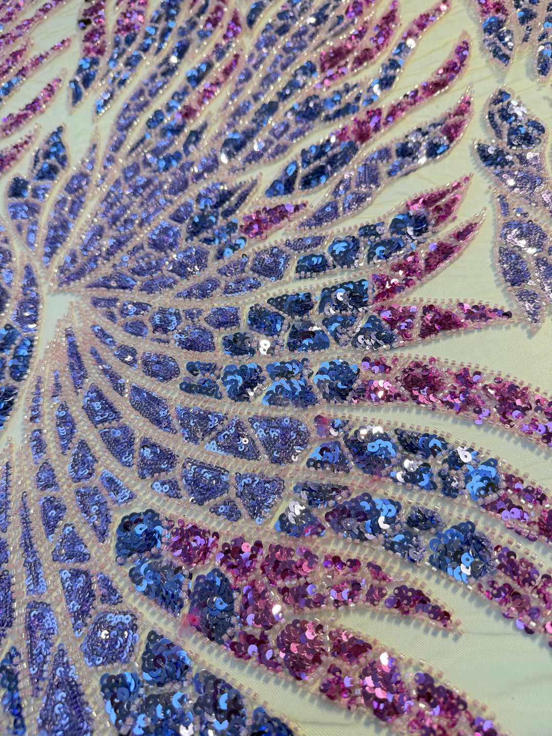 Luxury Ombre Sequin Beaded Fabric in Purple & Blue Tones – Couture Evening & Bridal Wear ( 1 Piece = 1.5 Meter)