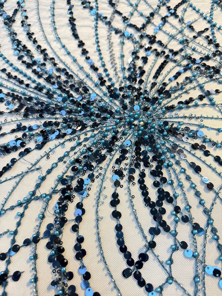 Luxury Blue Gradient Sequin Fabric – Couture Evening Wear ( Piece = 5 Meter)