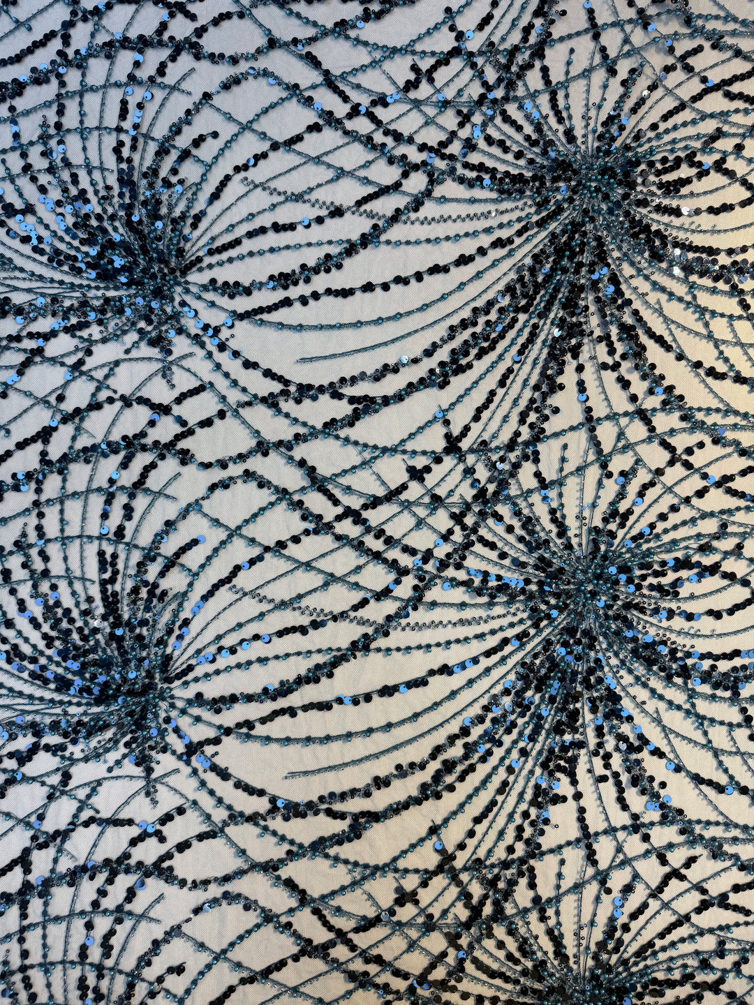 Luxury Blue Gradient Sequin Fabric – Couture Evening Wear ( Piece = 5 Meter)