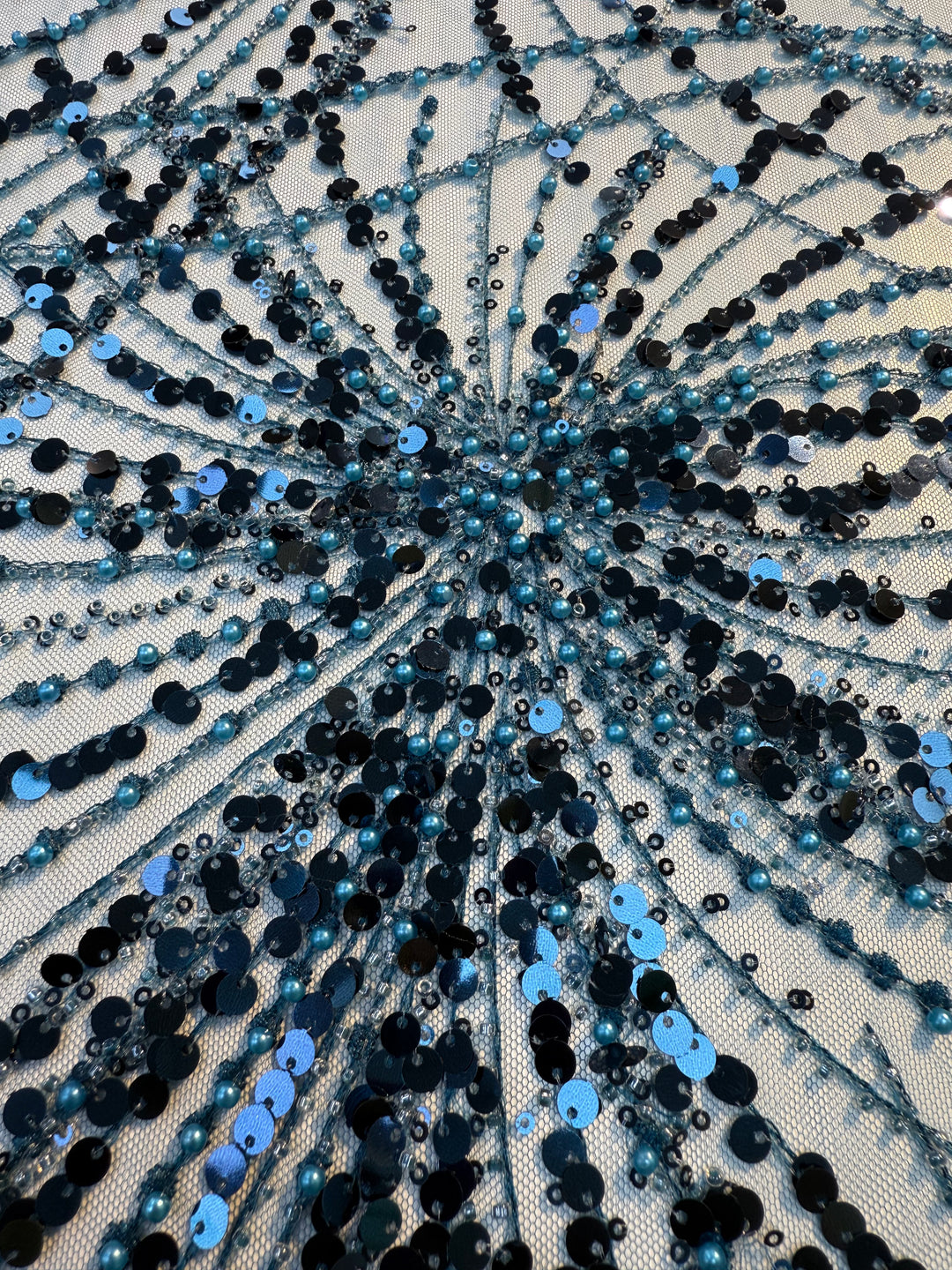 Luxury Blue Gradient Sequin Fabric – Couture Evening Wear ( Piece = 5 Meter)